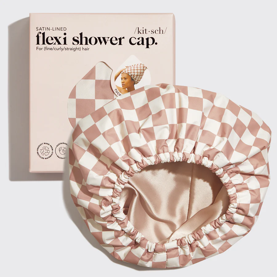 Kitsch Shower Cap - Satin Lined CHECKERED